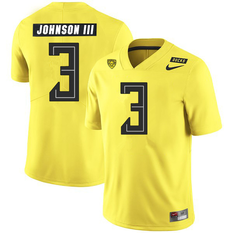 2019 Men #3 Johnny Johnson III Oregon Ducks College Football Jerseys Sale-Yellow